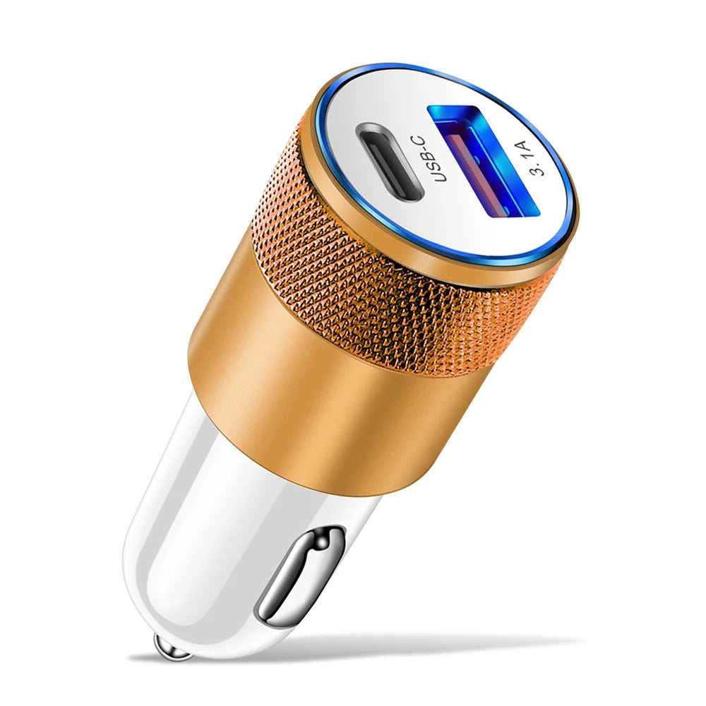 Adaptateur voiture, allume cigare vers USB-C et USB 30W