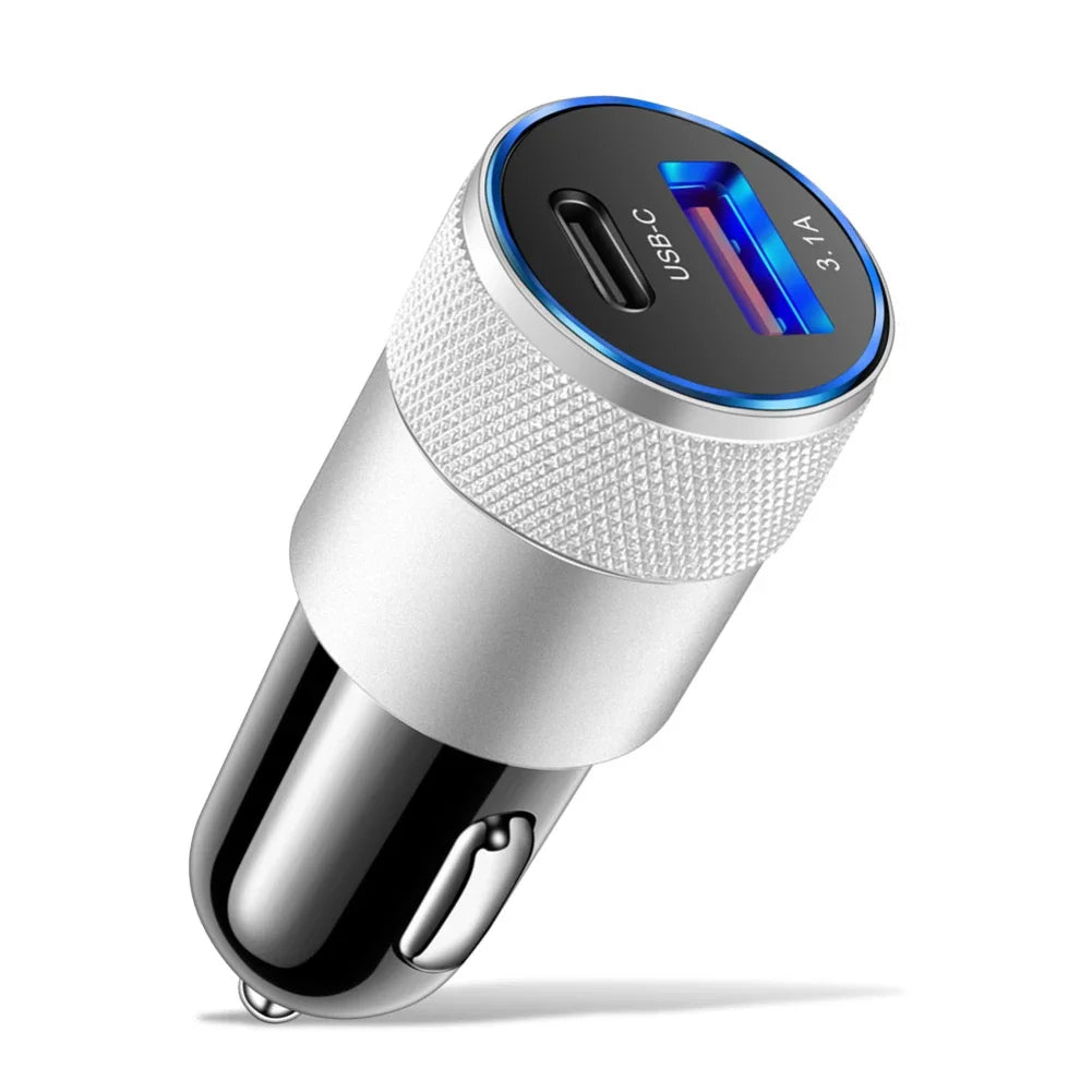 Adaptateur voiture, allume cigare vers USB-C et USB 30W